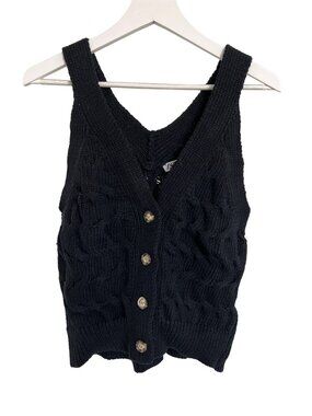 Zara Black Cable Knit Sweater Vest